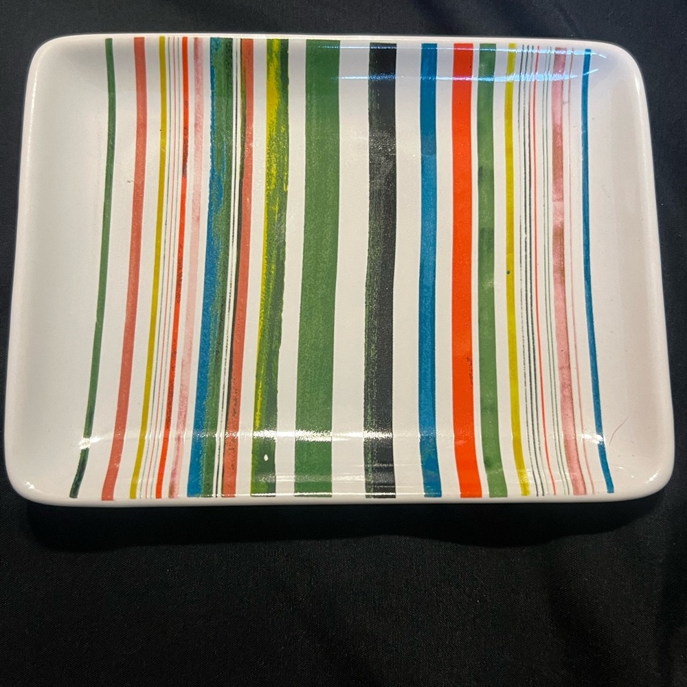 Striped Multicolor ceramic jewelry dish